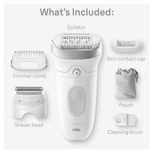 Load image into Gallery viewer, Braun Epilator Silk-épil 7, Hair Removal Device, Women Shaver &amp; Trimmer, Wet and Dry, Wide Head, Includes Shaver Head and Trimmer Comb, SE7-041, Silver
