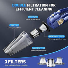Load image into Gallery viewer, Handheld Vacuum Cordless, 15000PA Powerful Suction Car Vacuum Cleaner Lightweight with Multi Accessories, Hand held Vacuum Cleaner Dust Busters Cordless Rechargeable for Car Home
