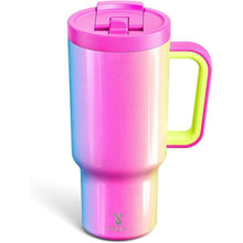 Load image into Gallery viewer, Meoky 32 oz Tumbler with Handle and Flip Straw, 100% Leakproof Tumbler with Lid and Straw, Stainless Steel Insulated Cup, Cupholder Friendly, Keeps Cold for 24 Hours (Carnival)
