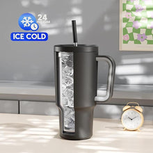Load image into Gallery viewer, Meoky 30 oz Tumbler with Handle, Tumbler with Lid and Straw, Insulated Stainless Steel Travel Mug, 100% Leak-proof, Cupholder Friendly, Keeps Cold for 24 Hours or Hot for 8 Hours (Night)
