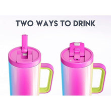 Load image into Gallery viewer, Meoky 40 oz Tumbler with Handle and Flip Straw, 100% Leakproof Tumbler with Lid and Straw, Stainless Steel Insulated Cup, Cupholder Friendly, Keeps Cold for 34 Hours (Carnival)
