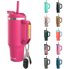 Load image into Gallery viewer, Frost Buddy Thicc Buddy - 40 oz Stainless Steel Vacuum Insulated Tumbler with Lid and Straw for Water - Travel Mug Cupholder Friendly - Gifts for Women Men Him Her (Neon Pink)
