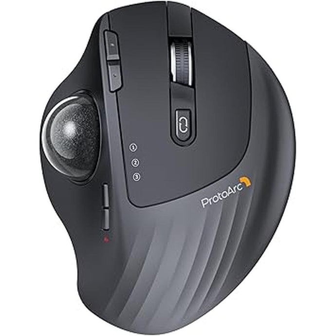 ProtoArc Wireless Trackball Mouse, EM01 NL Ergonomic Bluetooth Rollerball Thumb Mouse Rechargeable Computer Laptop Mouse, Adjustable Angle & 3 Device Connection for PC, Mac, Windows-Gray Ball