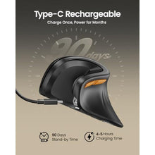 Load image into Gallery viewer, ProtoArc Ergonomic Mouse, EM11 NL Bluetooth Rechargeable Wireless Vertical Mouse, 3 Multi-Device Connectivity for Computer/PC/Laptop, 2.4GHz Optical Mice for Windows, Mac OS, Black
