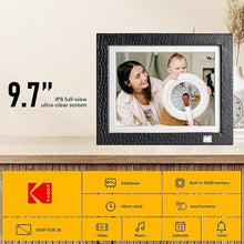 Load image into Gallery viewer, KODAK Digital Photo Frame with WiFi, 9.7 inch 2048x1536 IPS 2K Touch Screen, 32GB Storage, Auto-Rotate Motion Sensor, Share Photos and Videos, Christmas Birthdaty Gifts for Women
