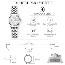 Load image into Gallery viewer, Taxau Silver Watches for Women White Face Diamond Dress Women Watch for Small Wrist Stainless Steel Day Date Womens Watches Arabic Number Easy Read Womens Watch Water Resistant Luminous
