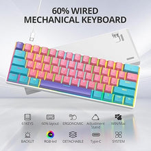 Load image into Gallery viewer, Protable 60% Percent Gaming Keyboard Mechanical, Mini Compact RGB Backlit 61 Keys Wired Office Keyboard with red Switch for Mac/Win (Zhi/red Switch)
