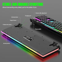 Load image into Gallery viewer, Wireless Keyboard and Mouse Combo, Gaming Keyboard Rechargeable Cool RGB Backlight, 7KEYS Full-Size Keyboard with Ergonomic, Light up Gaming Mouse 3200 DPI for PC Desk/Laptop/MAC
