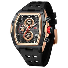 Load image into Gallery viewer, FAMVNTN Watches for Men Square Tonneau Waterproof Wristwatch Big Dial Luminous Waterproof Sport Analog Quartz Business Mens Watches Chronograph Calendar Date Silicon Strap Dress Watch Black-Rose
