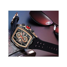 Load image into Gallery viewer, FAMVNTN Watches for Men Square Tonneau Waterproof Wristwatch Big Dial Luminous Waterproof Sport Analog Quartz Business Mens Watches Chronograph Calendar Date Silicon Strap Dress Watch Black-Rose
