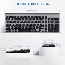 Load image into Gallery viewer, Wireless Keyboard and Mouse with Mouse Pad Ultra Slim Combo, MOOJAY 2.4G USB Quiet Compact Scissor Switch Keyboard Mice Set with Cover, 2 AA and 2 AAA Batteries, for Laptop/PC/Windows - Gray Black
