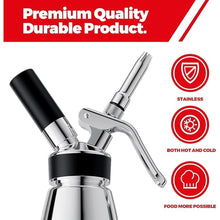 Load image into Gallery viewer, Whipped Cream Dispenser Stainless Steel Keep Warm and Cold,500mL/1 Pint Double Wall Thermos Whipped Cream Maker,5 Various Stainless Decorating Nozzles,1 Cleaning Brush,N2O Chargers NOT Included
