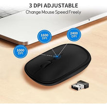 Load image into Gallery viewer, Small Wireless Mouse, Slim Mini Travel Mouse, Designed for Small Hands, Portable Computer mice with USB-A Receiver, Quiet Click, 2400 DPI, 2.4GHz Cordless Silent mice for Laptop, Chromebook, PC
