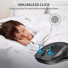 Load image into Gallery viewer, Wireless Mouse with Side Buttons for Laptop, PC, Chromebook, Mac, MacBook, Silent Mouse with USB Nano Receiver, 2400 DPI, Anti Slip Roller, 6-Button Ergonomic Design- Black
