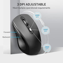 Load image into Gallery viewer, Wireless Mouse with Side Buttons for Laptop, PC, Chromebook, Mac, MacBook, Silent Mouse with USB Nano Receiver, 2400 DPI, Anti Slip Roller, 6-Button Ergonomic Design- Black

