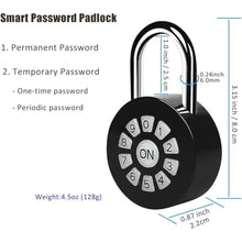Load image into Gallery viewer, Smart Padlock, Password Lock with APP Control(iOS/Android), Access via Bluetooth &amp; Pin Codes,Suitable for Gym, Locker, Gates, Fence and Storage (Black)
