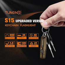 Load image into Gallery viewer, S15 Keychain Flashlight- Super Bright 650 High Lumens,UCB C Rechargeable EDC Pocket Flashlight,Mini Flashlight-Light with Magnetic Suitable for Hiking, Emergency (Brown)
