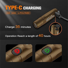 Load image into Gallery viewer, S15 Keychain Flashlight- Super Bright 650 High Lumens,UCB C Rechargeable EDC Pocket Flashlight,Mini Flashlight-Light with Magnetic Suitable for Hiking, Emergency (Brown)
