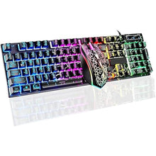 Load image into Gallery viewer, Wired Crack Rainbow Gaming Keyboard and Mouse Combo, 104 Keys Light Up Mechanical Feeling Computer Keyboard for Windows, Laptop, PC Gamers Office Device, Travel, Business Trip,Woking(Black)
