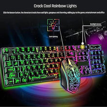 Load image into Gallery viewer, Wired Crack Rainbow Gaming Keyboard and Mouse Combo, 104 Keys Light Up Mechanical Feeling Computer Keyboard for Windows, Laptop, PC Gamers Office Device, Travel, Business Trip,Woking(Black)
