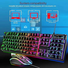 Load image into Gallery viewer, Wired Crack Rainbow Gaming Keyboard and Mouse Combo, 104 Keys Light Up Mechanical Feeling Computer Keyboard for Windows, Laptop, PC Gamers Office Device, Travel, Business Trip,Woking(Black)
