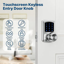 Load image into Gallery viewer, Keyless Entry Door Lock with Code, Keypad Door-Lock with Handle, Electronic Touchscreen Door Knob with Keypad for Front Door Garage Bedroom Home, Auto-Lock, Satin Chrome
