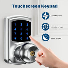 Load image into Gallery viewer, Keyless Entry Door Lock with Code, Keypad Door-Lock with Handle, Electronic Touchscreen Door Knob with Keypad for Front Door Garage Bedroom Home, Auto-Lock, Satin Chrome
