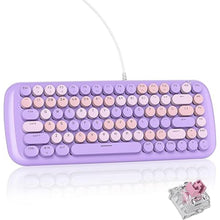 Load image into Gallery viewer, Purple Creamy Mechanical Gaming Keyboard, Aesthetic Keyboard w/White Backlit, 84 Keys Cute Retro Typewriter Computer Keyboard Wired w/Pink Switch, Round Keycap for Windows/PC/PS5 (Purple)

