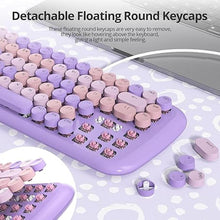 Load image into Gallery viewer, Purple Creamy Mechanical Gaming Keyboard, Aesthetic Keyboard w/White Backlit, 84 Keys Cute Retro Typewriter Computer Keyboard Wired w/Pink Switch, Round Keycap for Windows/PC/PS5 (Purple)
