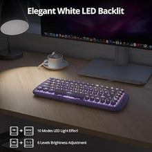 Load image into Gallery viewer, Purple Creamy Mechanical Gaming Keyboard, Aesthetic Keyboard w/White Backlit, 84 Keys Cute Retro Typewriter Computer Keyboard Wired w/Pink Switch, Round Keycap for Windows/PC/PS5 (Purple)
