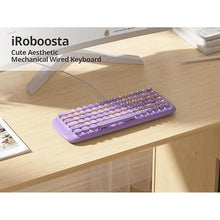 Load image into Gallery viewer, Purple Creamy Mechanical Gaming Keyboard, Aesthetic Keyboard w/White Backlit, 84 Keys Cute Retro Typewriter Computer Keyboard Wired w/Pink Switch, Round Keycap for Windows/PC/PS5 (Purple)

