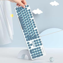 Load image into Gallery viewer, Typewriter Keyboard 104-key Punk Gaming Retro Keyboard LED Ice Blue Backlit Cute Keyboard with Wired USB Suitable for PC/Win/Mac/Laptop Computer Keyboard(Blue)
