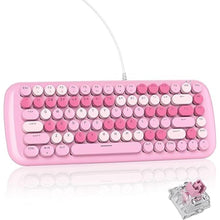 Load image into Gallery viewer, Pink Creamy Mechanical Gaming Keyboard, Aesthetic Keyboard w/White Backlit, 84 Keys Cute Retro Typewriter Computer Keyboard Wired w/Pink Switch, Round Keycaps for Windows/PC/PS5 (Pink)
