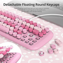 Load image into Gallery viewer, Pink Creamy Mechanical Gaming Keyboard, Aesthetic Keyboard w/White Backlit, 84 Keys Cute Retro Typewriter Computer Keyboard Wired w/Pink Switch, Round Keycaps for Windows/PC/PS5 (Pink)
