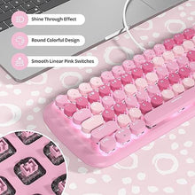 Load image into Gallery viewer, Pink Creamy Mechanical Gaming Keyboard, Aesthetic Keyboard w/White Backlit, 84 Keys Cute Retro Typewriter Computer Keyboard Wired w/Pink Switch, Round Keycaps for Windows/PC/PS5 (Pink)
