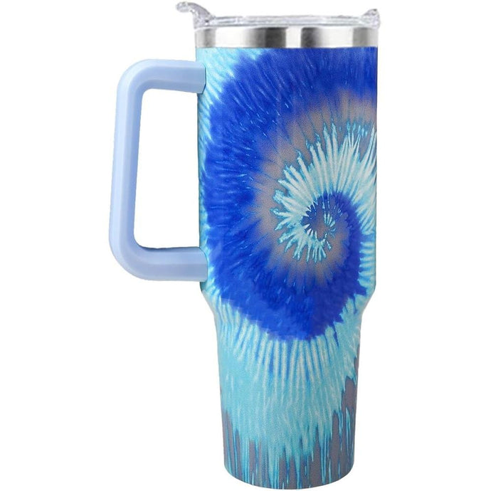 40 oz Tumbler with Handle and Straw Lid Leak Proof, Rainbow Design Coffee Travel Mug with Handle Insulated for Hot and Cold Drink Ice, Mother's Day Birthday Gifts for Women Mom