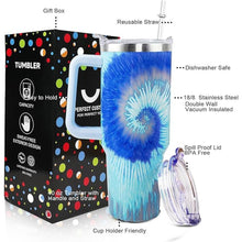 Load image into Gallery viewer, 40 oz Tumbler with Handle and Straw Lid Leak Proof, Rainbow Design Coffee Travel Mug with Handle Insulated for Hot and Cold Drink Ice, Mother&#39;s Day Birthday Gifts for Women Mom
