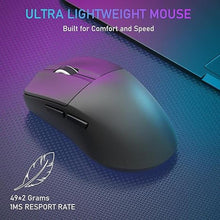 Load image into Gallery viewer, E-YOOSO Lightweight Gaming Mouse, Wireless Esports Mouse, 49G, 1K Polling, 26K DPI, PAW3395 Sensor, 5 Programmable Buttons, Tri-Modes Wired/2.4GHz/Bluetooth Gamer Mouse for Laptop, PC, Mac (Black)
