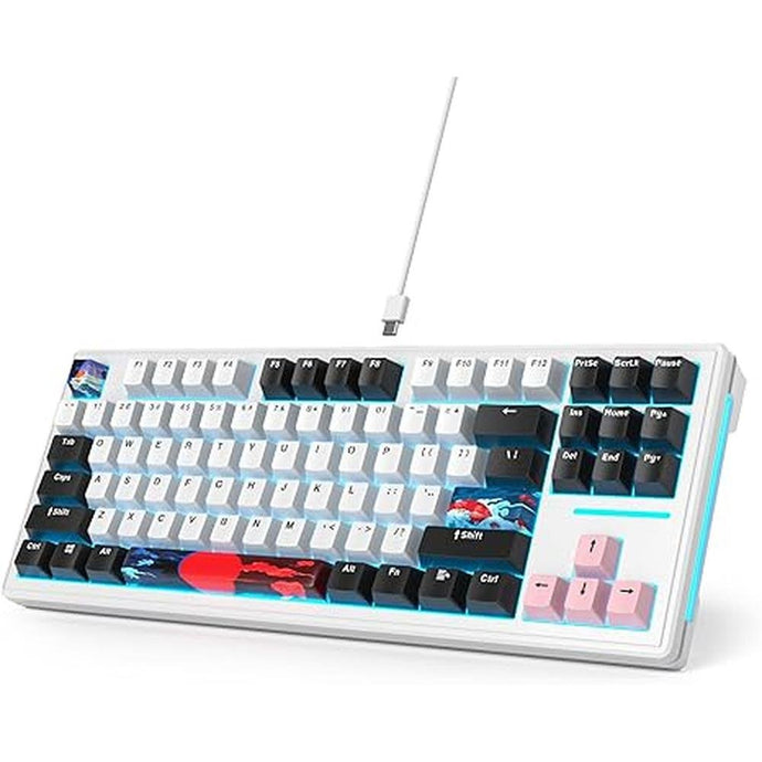 75 Percent Gasket Mounted Mechanical Keyboard Hot Swappable,Wired 87 Key TKL Mechanical Keyboard,RGB Backlit,Custom White Switch NKRO Gaming Keyboard Suitable for Win/Mac (Olivia)