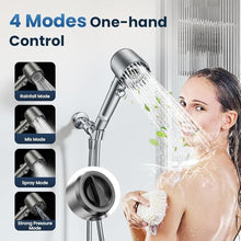 Load image into Gallery viewer, Filtered Shower Head with Handheld,High Pressure Shower Head 4 Spray Modes,ShowerHead with ON/OFF Switch for Pets,Built-in Power Wash to Clean Tub,Shower Heads Combo with Stainless Steel Hose
