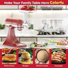 Load image into Gallery viewer, Meat Grinder for KitchenAid Mixer, Meat Grinder Attachment with 4 Grinding Plates, 3 Sausage Stuffer Tubes, 2 Grinding Blades, Attachment for Kitchenaid Mixers
