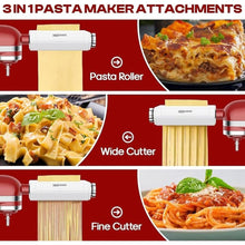 Load image into Gallery viewer, Pasta Attachment for KitchenAid Stand Mixer, 3 in 1 Set Pasta Maker KitchenAid Attachment Includes Spaghetti Cutter, Pasta Sheet Roller and Fettuccine Cutter, Attachment for Kitchenaid Mixers
