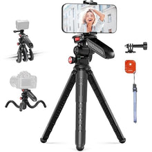 Load image into Gallery viewer, NEEWER Mini Flexible Tripod for iPhone &amp; Camera with Remote/Handle/Phone Holder/Action Camera Adapter, Portable Pocket Desk Tripod for Travel Vlogging Compatible with iPhone GoPro Samsung, TP36
