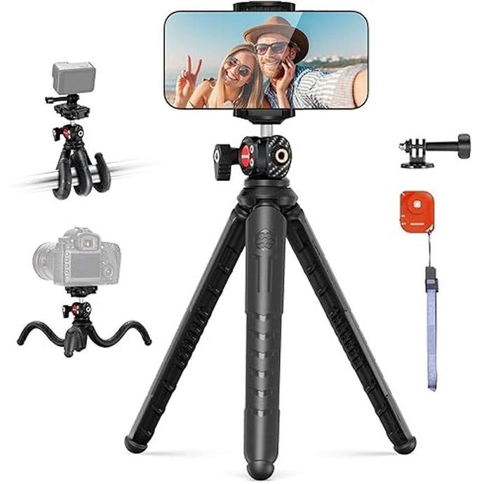 NEEWER Tripod for iPhone with Remote, Mini Flexible Phone Tripod Stand Vlog Selfie Stick with Phone Holder & Action Camera Adapter Compatible with iPhone GoPro Insta360 Samsung Digital Camera, TP35