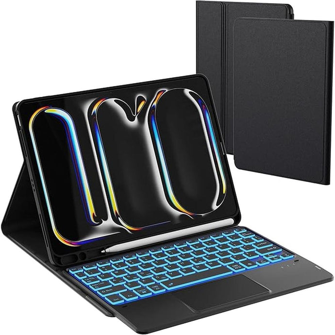 for 2024 iPad Pro 11-inch (M4) Case with Keyboard - 7 Color Backlit Detachable Tablet Keyboard Cover with Touchpad - 11