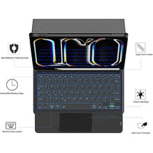 Load image into Gallery viewer, for 2024 iPad Pro 11-inch (M4) Case with Keyboard - 7 Color Backlit Detachable Tablet Keyboard Cover with Touchpad - 11&quot; iPad Pro 2024 (M4, 2024) Keyboard Case with Pen Holder &amp; Kickstand Black
