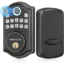 Load image into Gallery viewer, DS10 Fingerprint Door Lock - Keyless Entry Door Lock, Electronic Keypad Deadbolt, Smart Door Lock, Keypad Lock for Front Door, Auto-Lock &amp; One Touch Locking - Oil Rubbed Bronze
