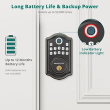 Load image into Gallery viewer, DS10 Fingerprint Door Lock - Keyless Entry Door Lock, Electronic Keypad Deadbolt, Smart Door Lock, Keypad Lock for Front Door, Auto-Lock &amp; One Touch Locking - Oil Rubbed Bronze
