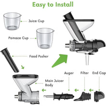 Load image into Gallery viewer, Masticating Juicer Attachment for KitchenAid Stand Mixer - Cold Press Dual Feed Chute Accessory, Slow Juicing Parts for Fruits &amp; Vegetables
