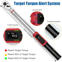 Load image into Gallery viewer, 1/2 Inch Drive Digital Torque Wrench, 2.2-147.5 Ft.lb/3-200Nm, Electronic Torque Wrench Set with ±1% Accuracy, Vibration, Buzzer and LED Flash Notification for Motorcycle Car

